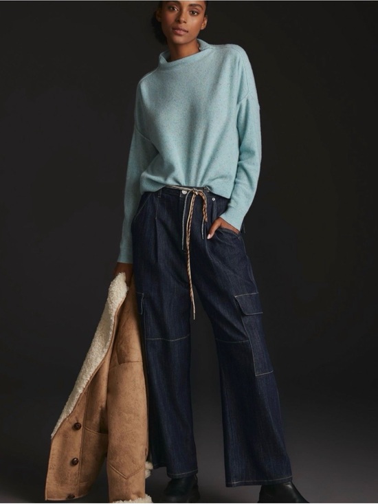 Pilcro Sweaters - Pilcro Light Blue Cozy Funnel-Neck Sweater